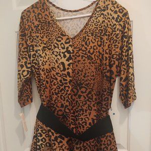 Original Sugar NWT 70's Cheetah print dress with detachable peplum in size 16W.